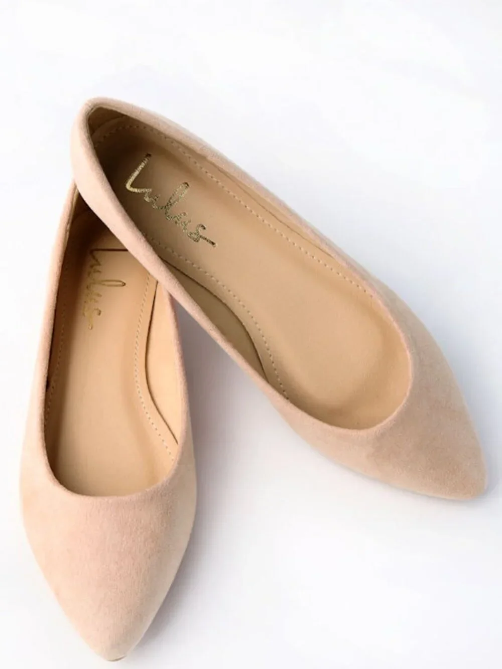 Lulus Holly Light Nude Suede Flats Beige - Size 8.5